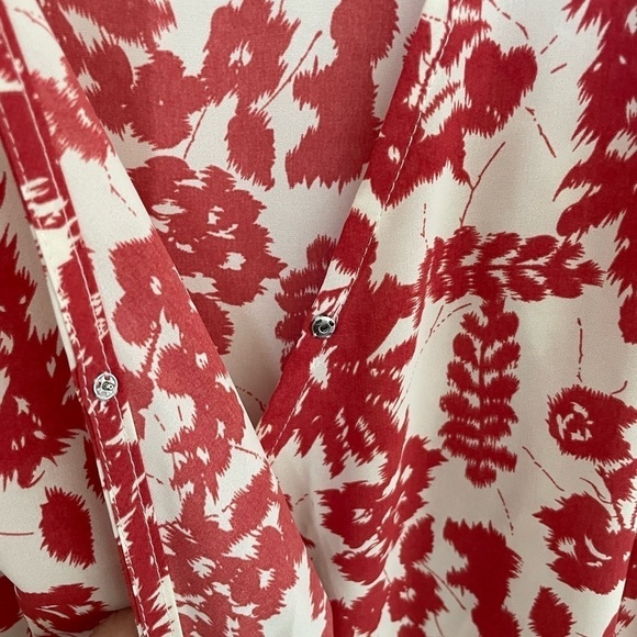 Lush Floral Wrap Maxi MIDI Dress short sleeve small - Picture 2 of 11